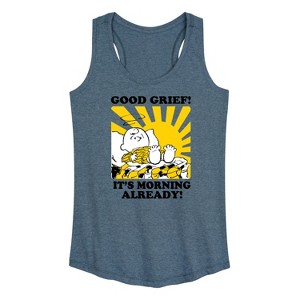 Women's - Peanuts - Its Morning Already Graphic Racerback Tank - 1 of 4