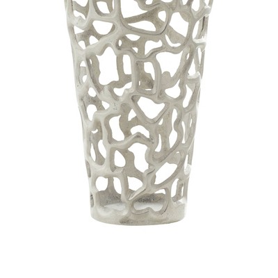 Silver Aluminum Hollow Pattern Decorative Vase