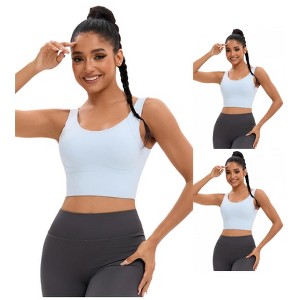 INSPIRE CHIC 3 Pcs Women's Full Coverage Deep V-Back Workout Fixed Cup Comfort Sports Bras - 1 of 4