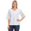 Collections Etc Eyelet Sleeve V-neck Top - 3 of 4