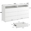 Dyonery Wide Chest of Drawers with Charging Station,6-Drawer Double Dresser with Power Outlet & LED Lights,White Organizer for Bedroom,Living Room - 3 of 4