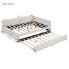 Full Size Upholstered Bed with Pull-Out Trundle and Backrest, Linen Sofa Bed for Apartment or Guest Room-Baofuwish - 4 of 4