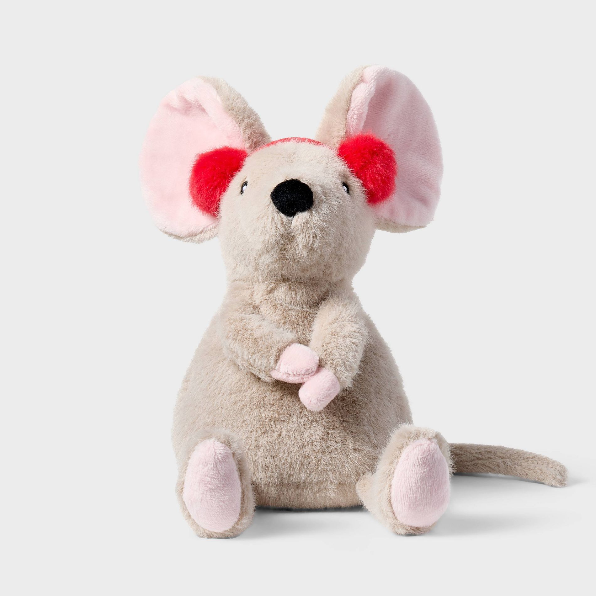 7'' Mouse Red Ear Muffs Stuffed Animal - Gigglescape™