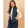 Allegra K Women's Stand Collar Lightweight Gilet Quilted Zip Vest - 2 of 4