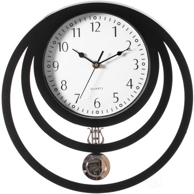 Clockswise Decorative Modern Unique Round Plastic Wall Clock with Circles, for Living Room, Kitchen, or Dining Room