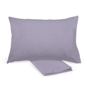 BreathableBaby Cotton Percale Pillowcase, For 13" x 18"/33 x 46 cm Toddler Pillow, Purple (2-Pack) - 1 of 4