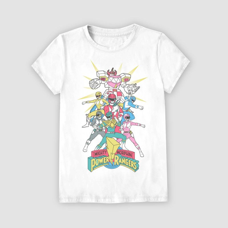 Girls&#39; Power Rangers Short Sleeve Graphic T-Shirt - White, 1 of 3