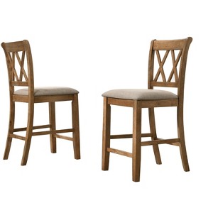 TiramisuBest 25.75in Swivel Counter Stool, Set of 2, Polyester Charcoal Dining Chairs - 1 of 4
