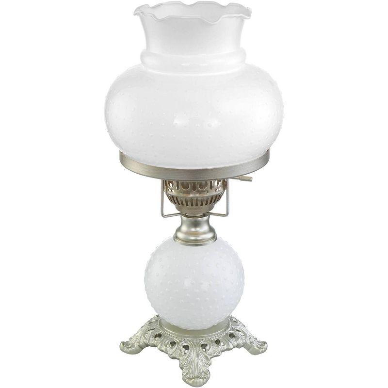 Regency Hill Traditional Vintage Hurricane Accent Table Lamps 16" High Set of 2 Brushed Nickel White Glass Shade Bedroom Bedside, 5 of 8