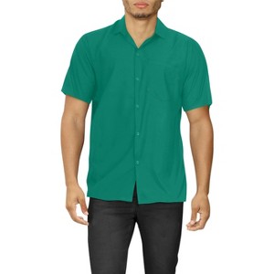 HAPPY BAY Mens Short Sleeve Button Down Solid Shirts Summer Shirt with Pocket Spread Collar Casual Camp Beach Vacation Shirts for Men - 1 of 4