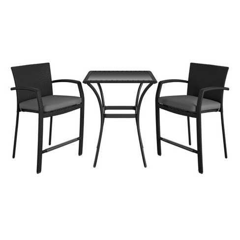 Cosco 3-piece High Top Bistro Table With Glass Top And 2 Arm Chairs ...