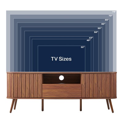 Damien 70" Walnut Farmhouse Curved TV Stand with Storage