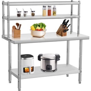 Stainless Steel Table with Overshelves, 36" x 24" Work Table with Shelf, Prep Table for Home Kitchen Restaurant Garage Warehouse - 1 of 4