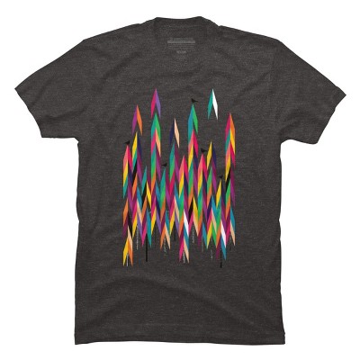 Men's Design By Humans Abstract Color Rainbow Tree Forest By Kakel T-Shirt