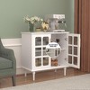 COMHOMA White Fluted Cabinet with Glass Doors, Vintage Style Storage Credenza with Adjustable Shelves for Dining Room - 4 of 4