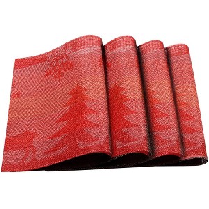 Deer Jacquard 12" x 18" In. PVC Fiber Woven Non-Slip Washable Placemat Set of 4 - 1 of 4