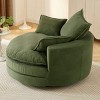 Corduroy Swivel Barrel Chair with Deep Dual-Layer Cushion,Swivel Round Chair with 3 Pillows,Swivel Accent Chair for Living Room or Office-Koiai - 3 of 4