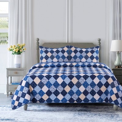 Twin 2pc Olivia Reversible Quilt Set Blue - Country Living