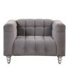 Modern Comfy Fabric Upholstered Sofa Chair,Wooden Legs Button Tufted Backrest Sofa,Padded Lounge Arm Chair for Living Room,Bedroom-Coolbibila - 3 of 4