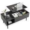 Sapphtopaz Farmhouse Coffee Table with Flip-Top Hidden Compartment & 2-Tier Open Shelf Versatile Center Table Coffee Bar for Living Room,Bedroom - 4 of 4