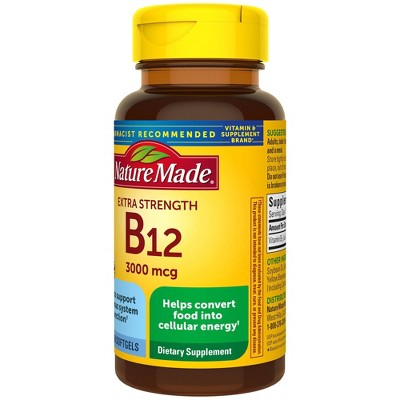 Nature Made Extra Strength Vitamin B12 3000 mcg Energy Metabolism Support Softgels - 60ct