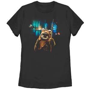Women's Star Wars Tree Village Wicket Ewok T-Shirt - 1 of 3