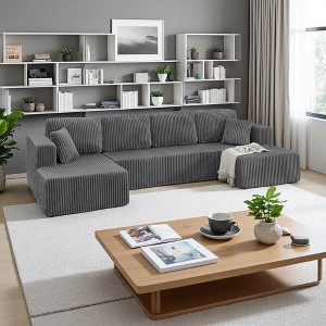 132.48" Corduroy U-Shaped Modular Sectional Sofa, Minimalist Style - 1 of 4