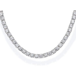 14K Gold Plated 3mm Tennis Necklace, Chunky Simulated Diamond Chain 16" & 18" White Gold-16 Inches - 1 of 4