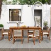 SKRAN Farmhouse Patio Acacia Wood Dining Table, Rectangular Dining Table for Backyard,Garden or Indoor, Teak Brown - 2 of 4