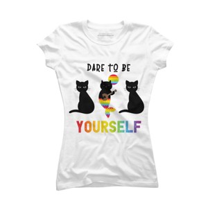 Adult Design By Humans Dare To Be Yourself Pride Cat Mermaid By Avocato T-Shirt - 1 of 2