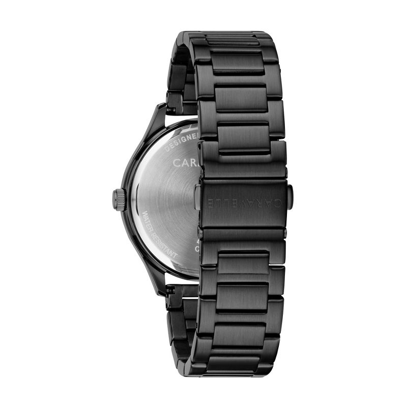 Caravelle designed by Bulova Men's Modern 3-Hand Date Quartz Watch, Black IP, Blue Dial 41mm, 3 of 5