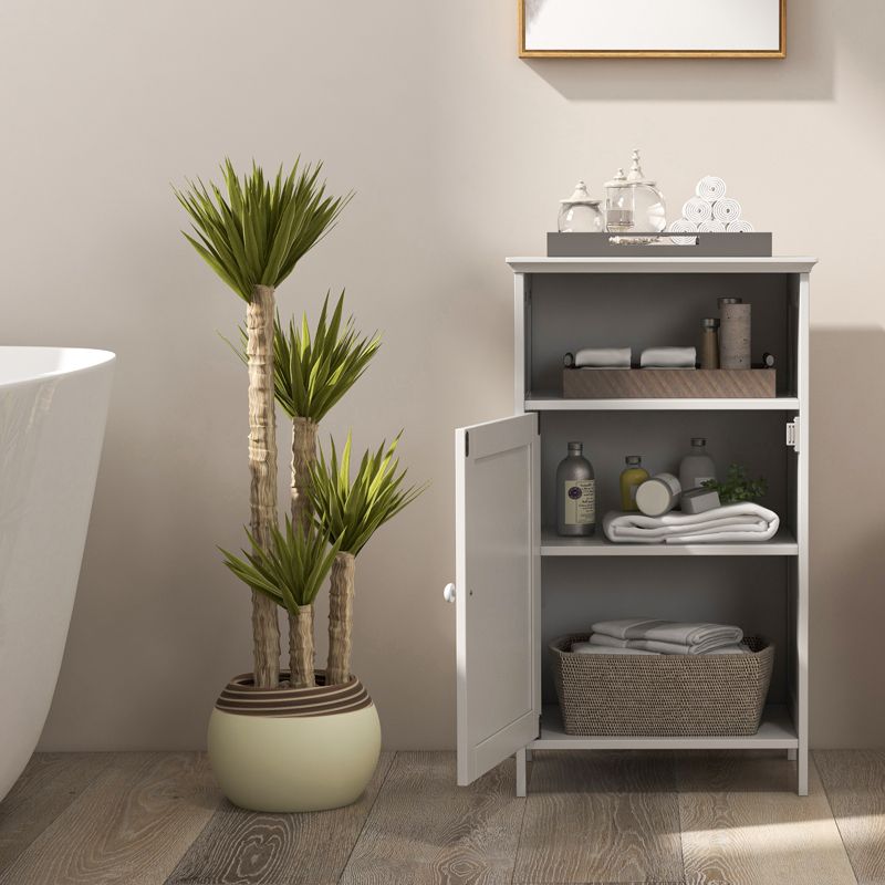 Tangkula Bathroom Floor Cabinet Single Door Side Cabinet w/ Open Compartment & 3-Position Adjustable Shelf White/Grey, 4 of 11