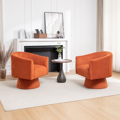 SEYNAR Mid Century Modern Velvet 360 Degree Swivel Accent Chair Set of 2