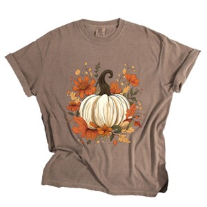 Simply Sage Market Fall Pumpkin Floral Garment Dyed Tee - 1 of 4