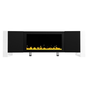 Vynxaria 68" Black Modern TV Center with 34.2" Electric Fireplace and Storage - 1 of 4