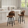 Art Leon Swivel Armless Barstool with Wood Legs, Set of 2 - 2 of 2