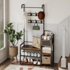 Jojoka Coat Stand with Bench, Shoe Rack, Shoe Rack with Coat Hanger with 8 Hooks, Shoe Rack with 2 Levels, Coat Rack with Bench for Hallway, - 4 of 4