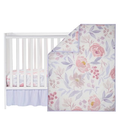Lavender Floral Microfiber Baby Crib Bedding Set