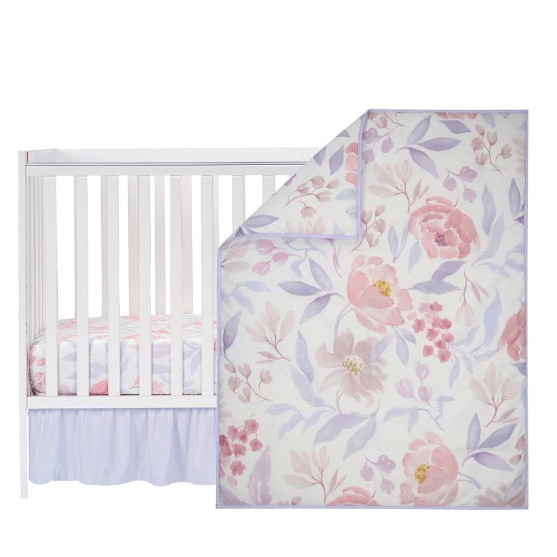 Bedtime Originals Lavender Floral 3-Piece Baby Crib Bedding Set - Pink/Purple, 2 of 10