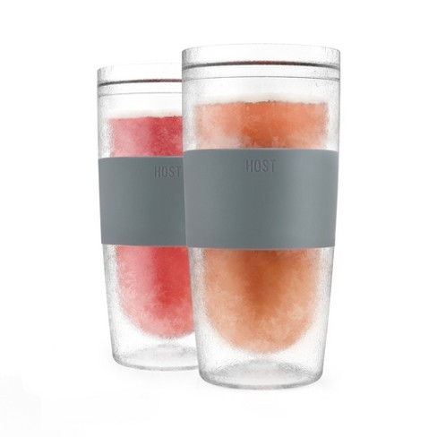 HOST Freeze Beer Glasses, 16 ounce Freezer Gel Chiller Double Wall Plastic  Frozen Pint Glass, Set of 4, Black and Grey