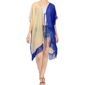 LA LEELA Women's Summer Vacation Beachwear Mini Bathing Suit Open Front Boyfriend Holiday Swimwear Coverups Duster Cardigan - 1 of 4