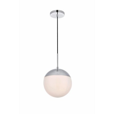 Chrome Pendant Light with Frosted White Glass Globe Shade