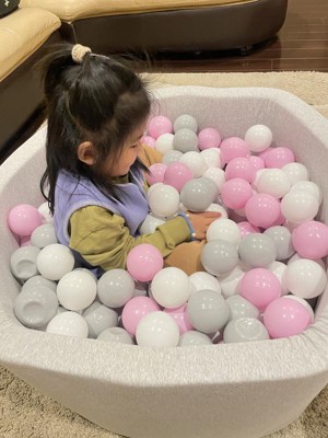 Meowbaby Large Round 35 Inch Round By 11.5 Inch Tall Baby Toddler Foam Ball  Pit With 200 Full Foam Balls And Zippered Covered, Pastel Pink/gray/white :  Target