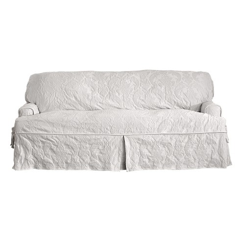 Matelasse Damask T-sofa Slipcover White - Sure Fit : Target