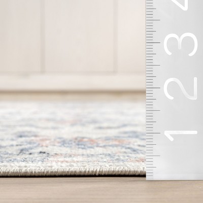 Everlee Blue and Beige Washable Synthetic 9' x 12' Area Rug
