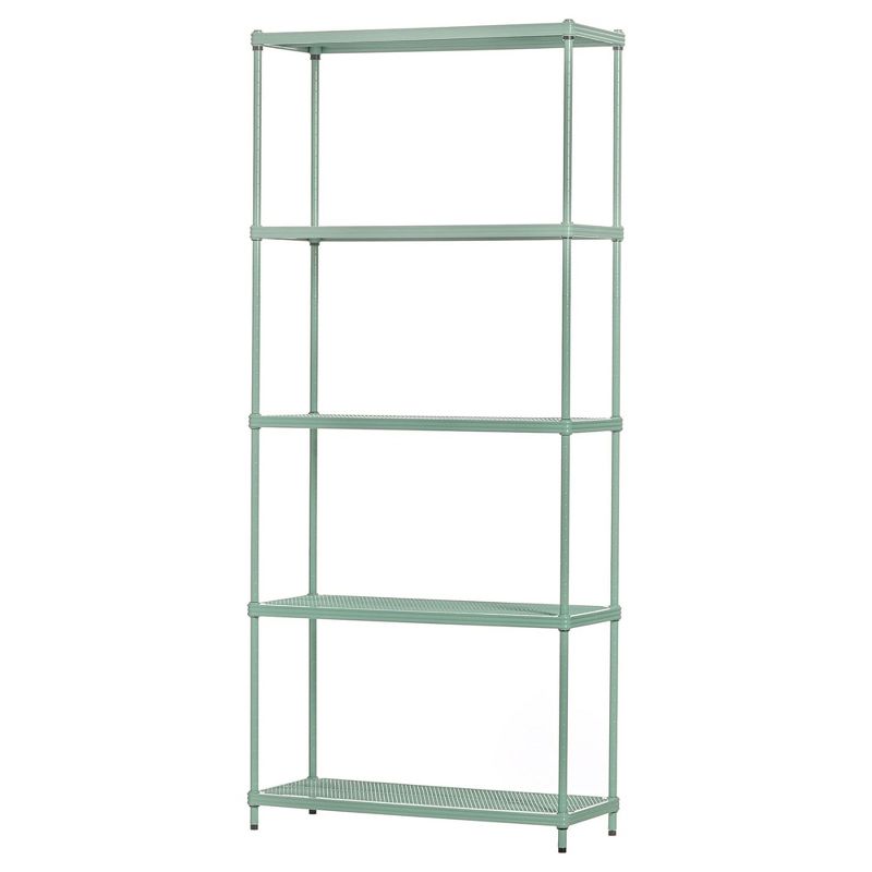 Design Ideas MeshWorks 5 Tier Full Size Metal Storage Shelving Unit Bookshelf, for Kitchen, Office, and Garage, 31.1" x 13" x 70.9", Sage Green, 1 of 7