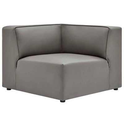 Mingle Vegan Leather Corner Chair Gray - Modway