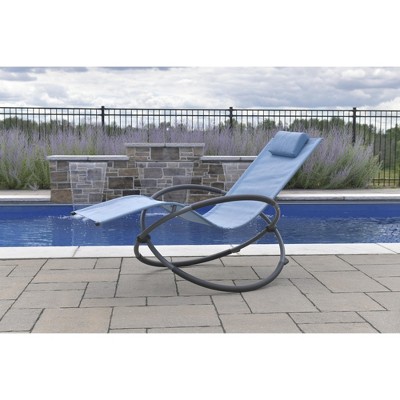 Blue Powder Coated Steel Orbital Rocking Lounger with Cushions