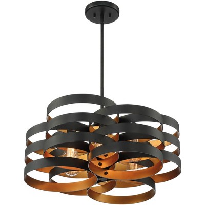Zia Black Gold 28" Wide Modern Industrial 6-Light Chandelier