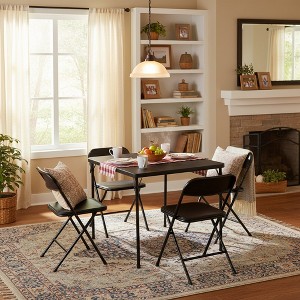 FurnitureR Folding Table and 4 Chairs Set, PP Tabletop with Metal Frame, Portable Foldable Dining Table Chair Set for Indoor Outdoor Party Camping - 1 of 4